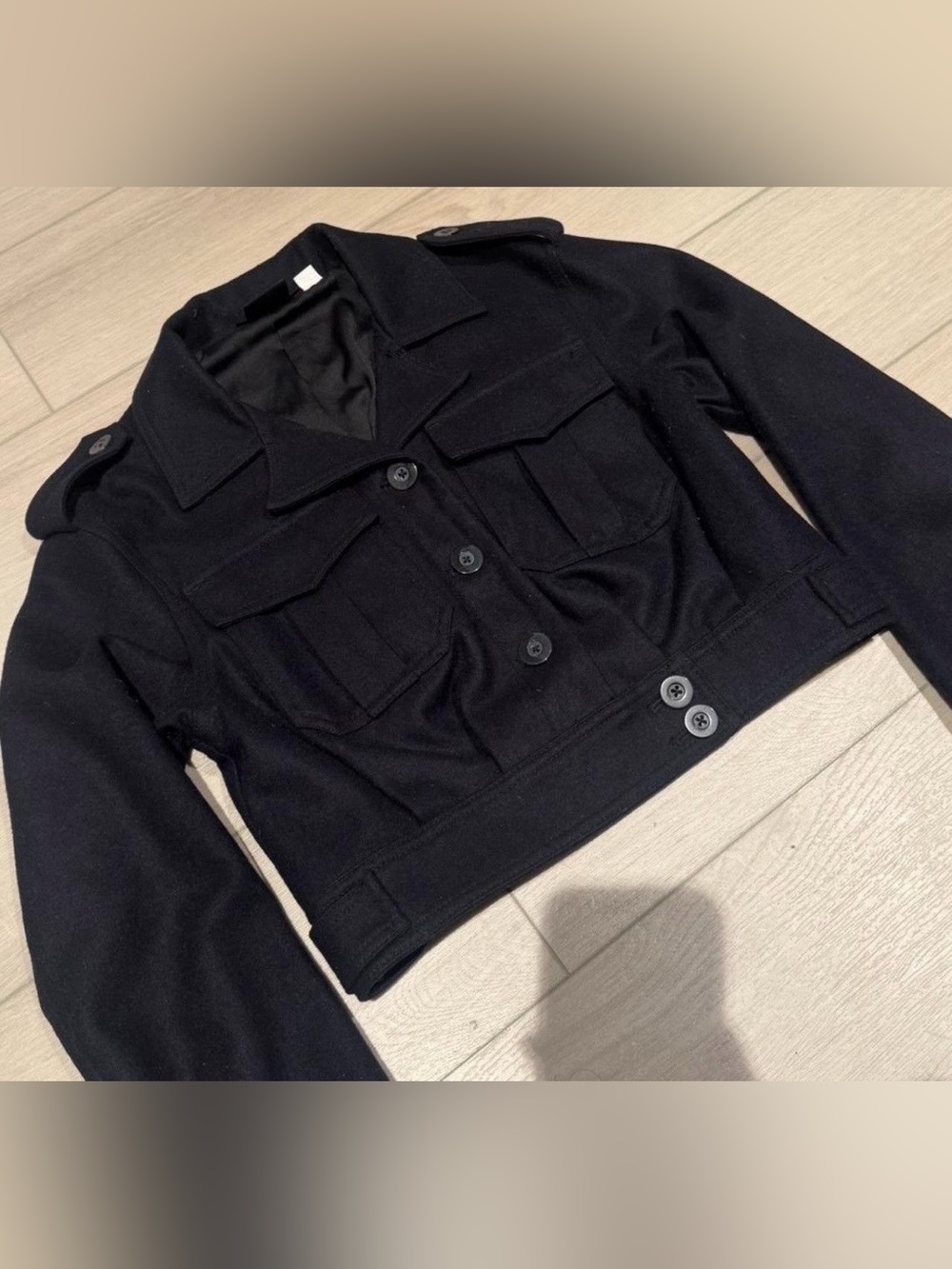 BDG Wool Navy Cropped Military-Style Jacket - Women